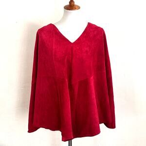 Vintage Suede Suede Leather Panel Swing Cape One Size Cranberry